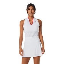 ASICS Women s Match Dress Tennis Full Set Size M White Dress with Red Accents
