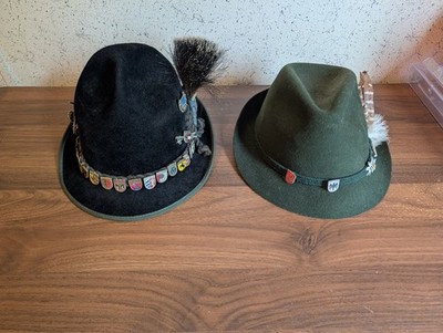 2 Tyrolean Octoberfest Felt Alpine / hunting Hat w/ Pins  Vintage 