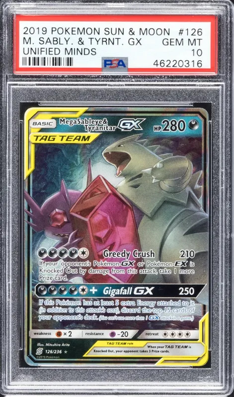 Mega Sableye & Tyranitar GX #126 2019 Pokemon Sun & Moon Unified Minds PSA 10