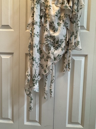 $495 MISA Los Angeles ILYSA MID-LENGTH DRESS Size Med White Floral Sage - Picture 11 of 13
