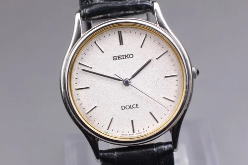 [Near MINT ] Vintage Seiko Dolce 8N41-6060 Silver Quartz Mens Watch From JAPAN