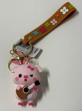 PIG KEY CHAIN - GUITAR - NEW