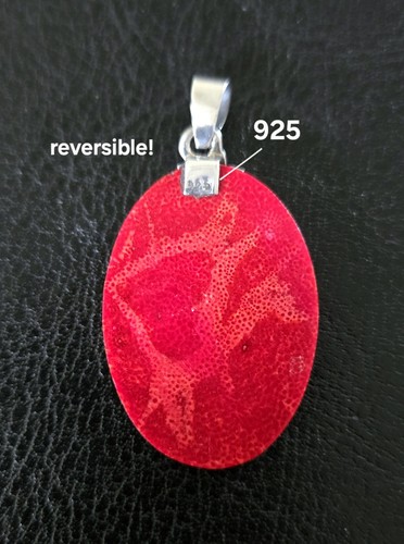 🪸BALI LEGACY UNTREATED RED SPONGE CORAL 925 STERLING BUTTERFLY GARDEN PENDANT - Picture 4 of 6