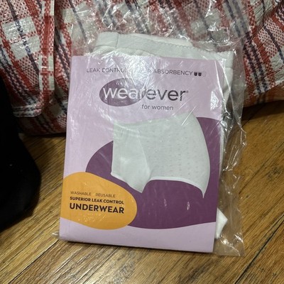 Leak-Control Super Absorbency Washable Underwear 8x Wearever Women White NOP