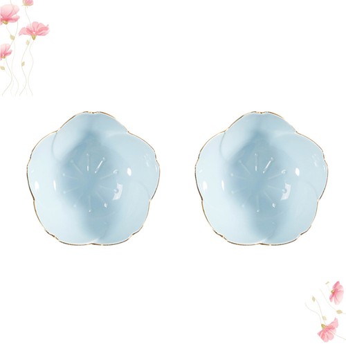  2 PCS Seasoning Sauce Plate Flower Shaped Condiment Ceramic Dipping Bowls - Zdjęcie 8 z 19