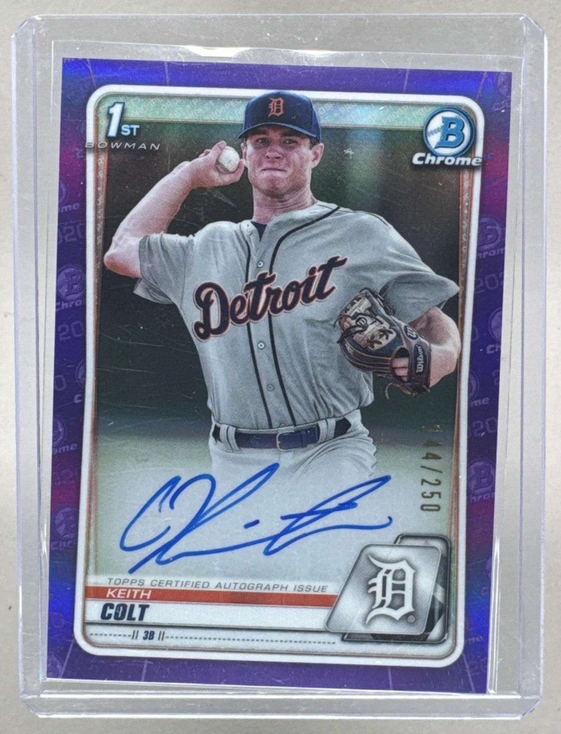Colt Keith 2020 Bowman Draft #CDA-KC Purple Refractor Chrome Pick Auto /250