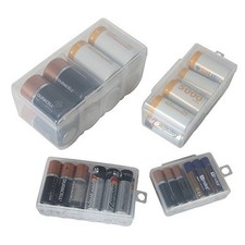 Set of 4 Battery Organizer Storage Cases - Clear, See-Through Battery Holders