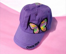 COSTA RICA Embroidered Butterfly Hat Pura Vida Cap Purple Adjustable Strap