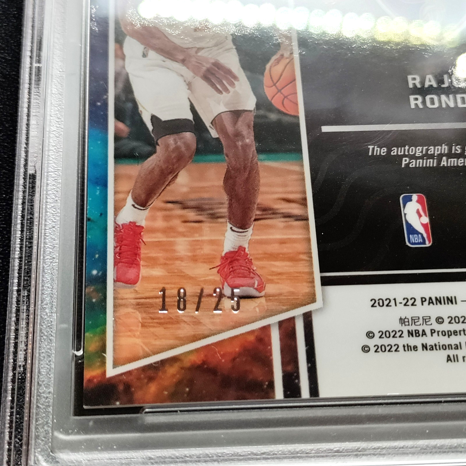 /25 Rajon Rondo Auto PSA 9 10 2021-22 Obsidian Autograph Electric Etch Green SP view 3