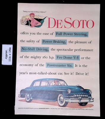 1952 DE SOTO Fire Dome V-8 Offers Safety, Pleasure & Performance Print Ad 54437