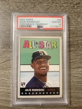 2022 Topps Throwback Thursday Julio Rodriguez RC rookie card PSA 10 GEM Mariners. rookie card picture