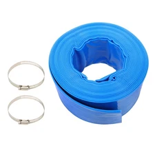 3” Diameter x 50 FT Backwash Hose For Swimming Pools Lay-Flat Width 5 Inch Blue