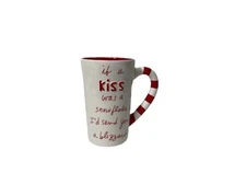 Sandra Magsamen Red  White “if A Kiss"Tall Coffee/Tea Cup/hot  Cocoa Mug