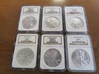 Six Different Early Date United States American Silver Eagles  All NGC MS69