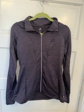 Apana Purple Black Zip Up Jacket Women  s L Full Zip Activewear Athleisure Yoga