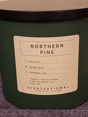 Scentsational Northern Pine 26 Oz Wooden Wick Candles