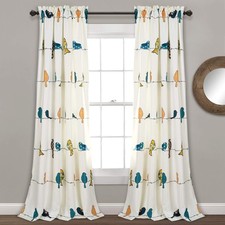 Lush Decor Rowley Birds Curtains Room Darkening Window Panel Set for Living,