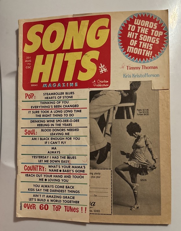 Song Hits Magazine used  Bread Cover  August 1973