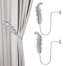 U-Shaped Metal Curtain Holdbacks 2 Pack European Style Wall Hooks Silver