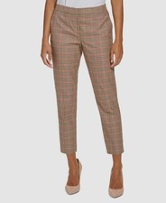 Tommy Hilfiger Women's Beige Plaid Mid-Rise Ankle Pants Size 0