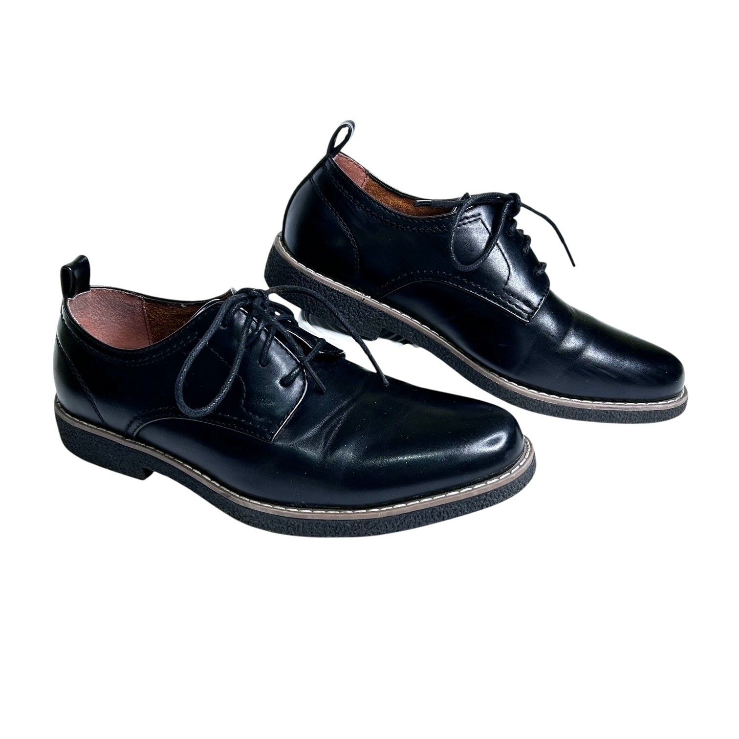 SAOLA Scarpe Oxford stringate cervo cervo lucioperca nere vegan pelle ragazzo taglia 6M