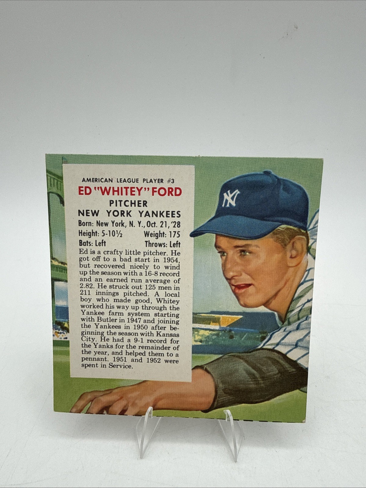 1955 Red Man Tobacco (no tab) #16 Ed "Whitey" Ford - New York Yankees - Vintage