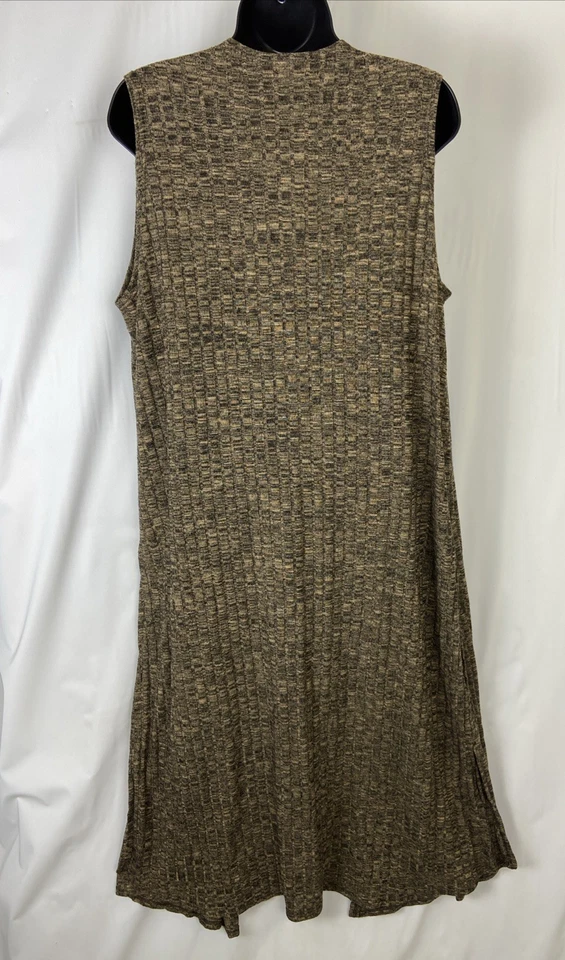 LULAROE Women's Joy Long Vest Sleeveless Brown Open Side Slits Size Medium - Image 2 of 4