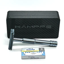 Kampfe Aluminium Grey DE Mild Razor A68-G with Travel Case and Blades