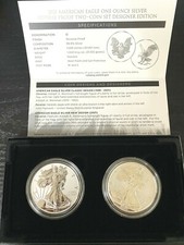 American Eagle 2021 One Ounce Silver Reverse Proof Two-Coin Set 21XJ NEW 🚚✅