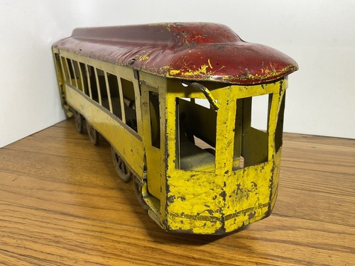 Dayton Schieble Toys 19” Trolley Hillclimber 1910-1920 Vintage Pressed Steel Toy - Picture 2 of 11