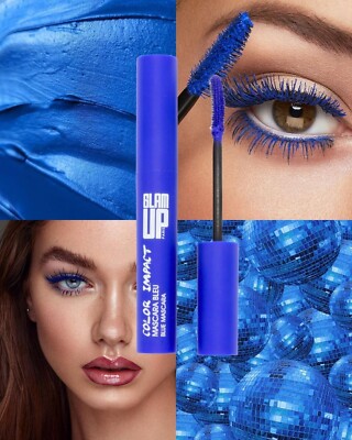 Glam Up Paris Mascara Eyes Color Impact Electric Blue Volumizing 5Ml New
