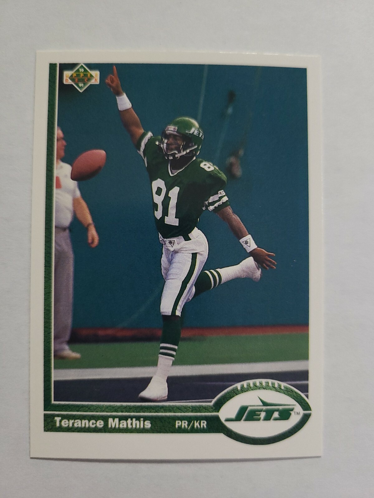 TERANCE MATHIS 1991 UPPER DECK FOOTBALL CARD # 188 D9577