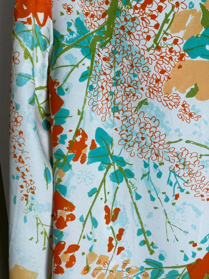 1970's Vera Neumann Floral Print Long Sleeve Button Down Blouse - Medium - Image 4 of 4