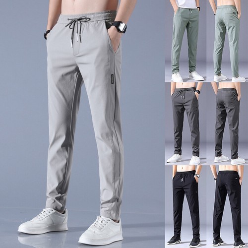Casual Fast Dry Stretch Pants Men's Business High Elastic Waist Classic Trousers - Picture 4 of 17