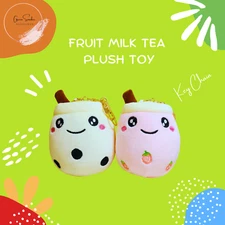 Keychain, Cute Fruit Milk Tea Cup Plush Doll