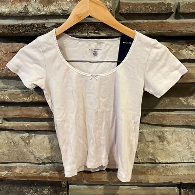 Brandy Melville Ivory Ruffle Trim Scoop Neck Short Sleeve Crop Tee