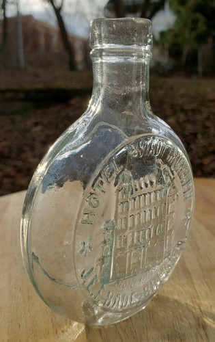 Antique Pictorial Flask Bottle Hotel Stadt Munchen JEF Bade Bremen Germany RARE - Picture 6 of 12