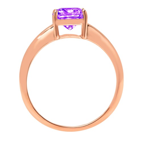 2.5Ct Cushion Cut Natural Amethyst Solitaire Engagement Ring, 14K Rose Gold - Picture 9 of 11