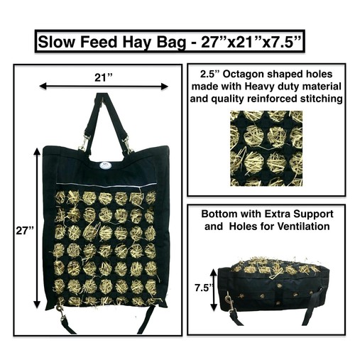 Majestic Ally Nylon Reflective 2.5" Octagon Hole Slow Feed Hay Bag for Horses - Picture 14 of 15