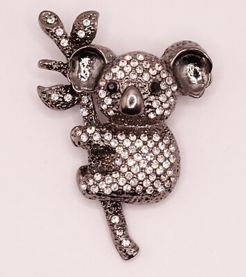 Silver Diamante Koala Marsupial Fashion Brooch Pin Brand New