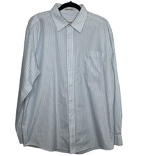Pronto Uomo Blue Striped Non-Iron Button Up Dress Shirt Men's Sz 16 1/2 / 34 -35