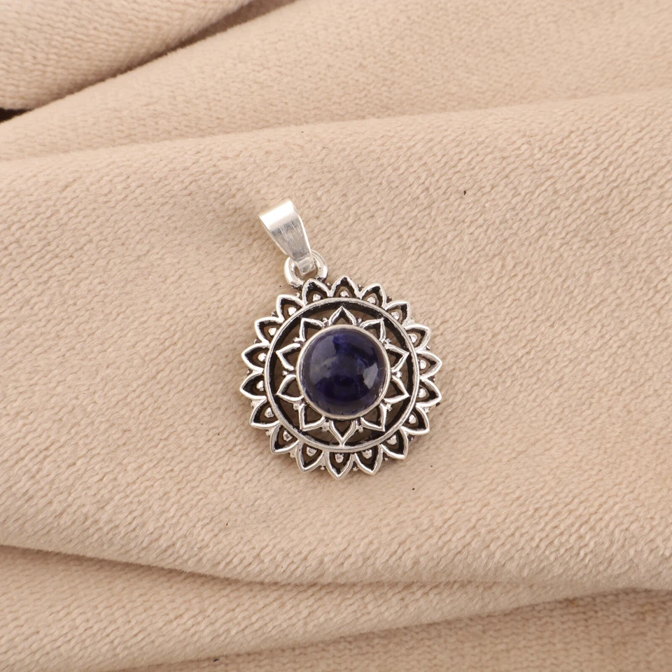 Natürlicher Sodalith Edelstein 925 Sterlingsilber Handarbeit Schmuck Anhänger... - Bild 4 von 4