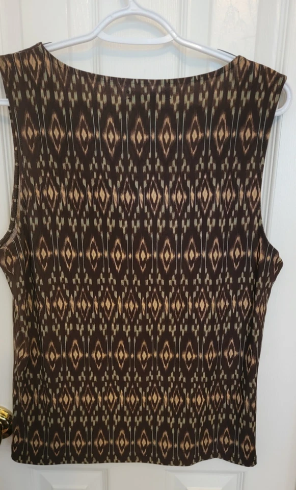 Blusa American Living feminina tamanho XL marrom babado sem mangas top - Imagem 3 de 4