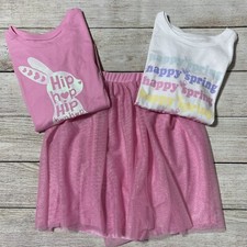Girls Easter 3 Piece Lot Size L 10-12 . NWT Sparkle Skirt Short Sleeve Tees