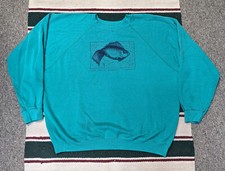 VTG 80's Pike Place Market Seattle Fish Sweatshirt, Size XL, Teal, Made in USA