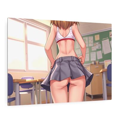Unique School Girl Waifu - Premium 8'' X 12'' Metal Print, Gift, Anime Wall Decor
