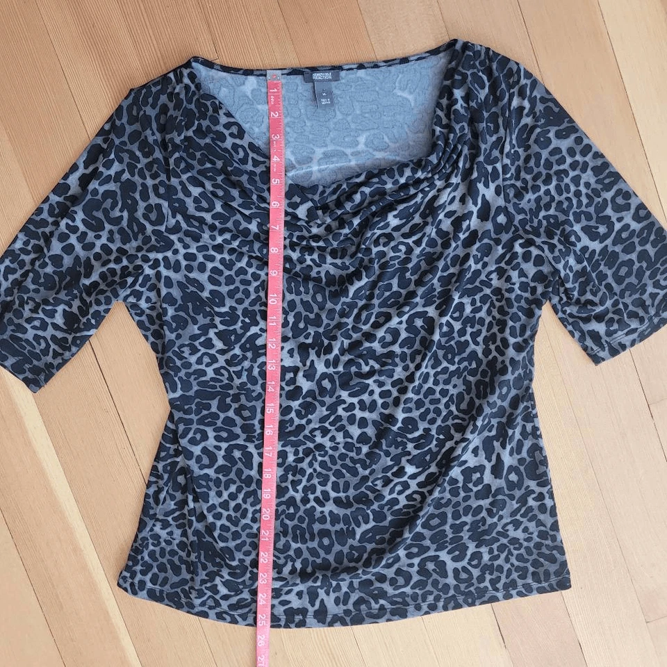 Y2K Fuera del Hombro Negro Leopardo Estampado Top Slinky Material Maximalista Foto 4 de 4