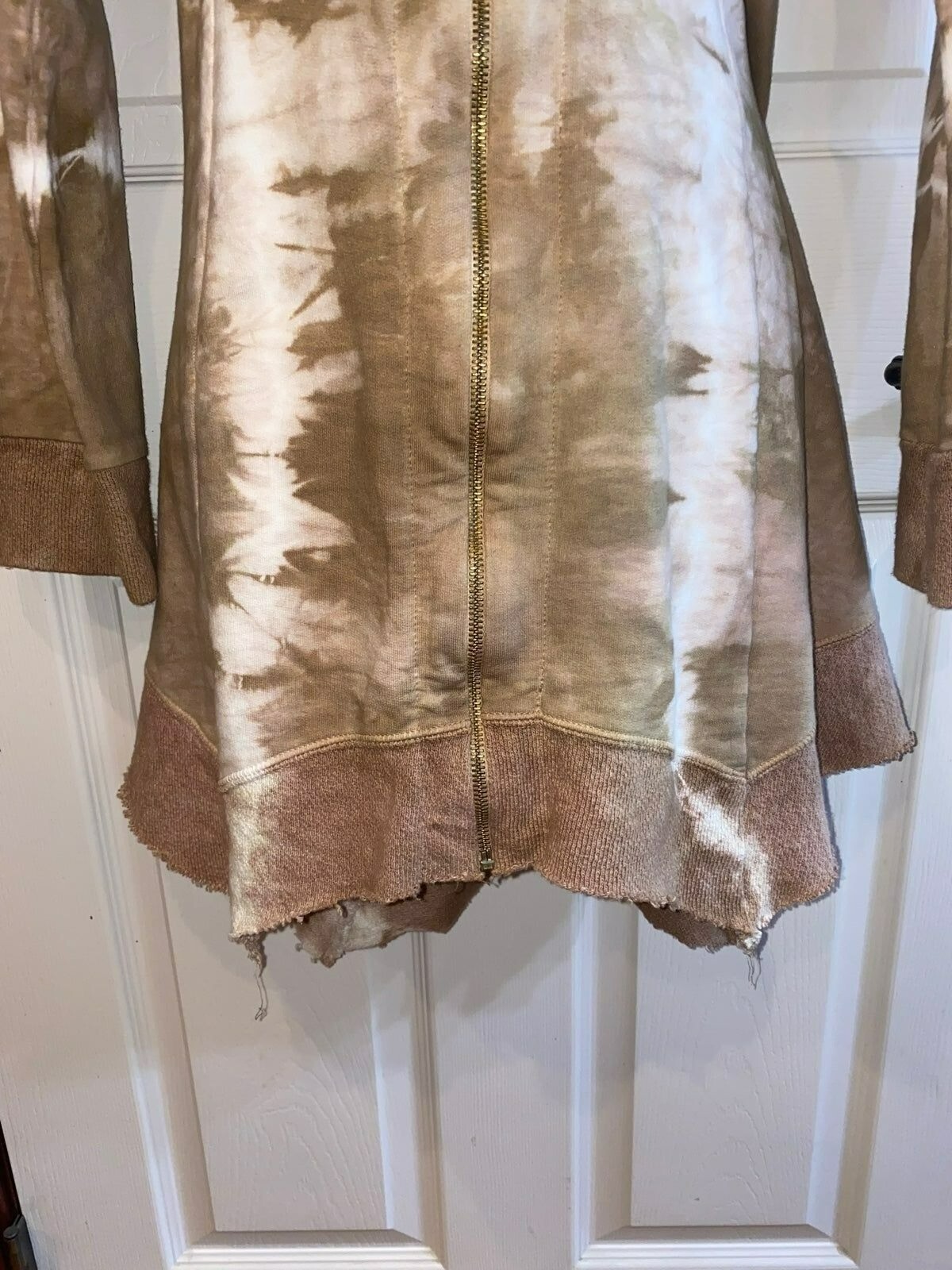 Felpa con cappuccio e zip marrone tie dye Steel Pony nuova taglia large *unica nel suo genere*