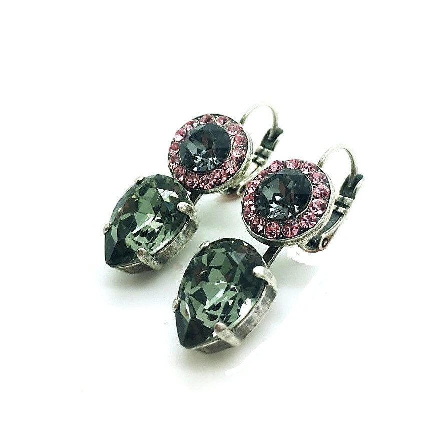 Pendientes Mariana Atractivos Redondos Plata Noche, Rosa y Pera Forma Safi Indio... Foto 2 de 3