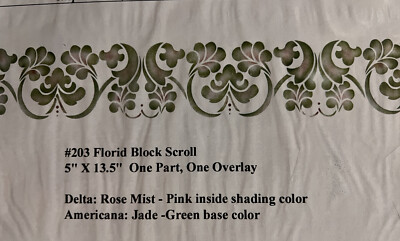 NEW LA STENCILWORKS STENCIL #203 Florid Block Scroll 5x13.5  Wall Decor Border
